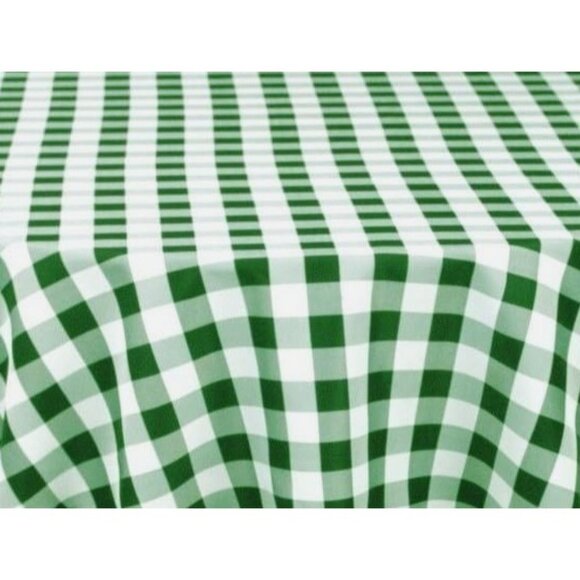 70-Inch Round Polyester Tablecloth Green & White Checker Linen Tablecloth Durabl - Picture 2 of 8